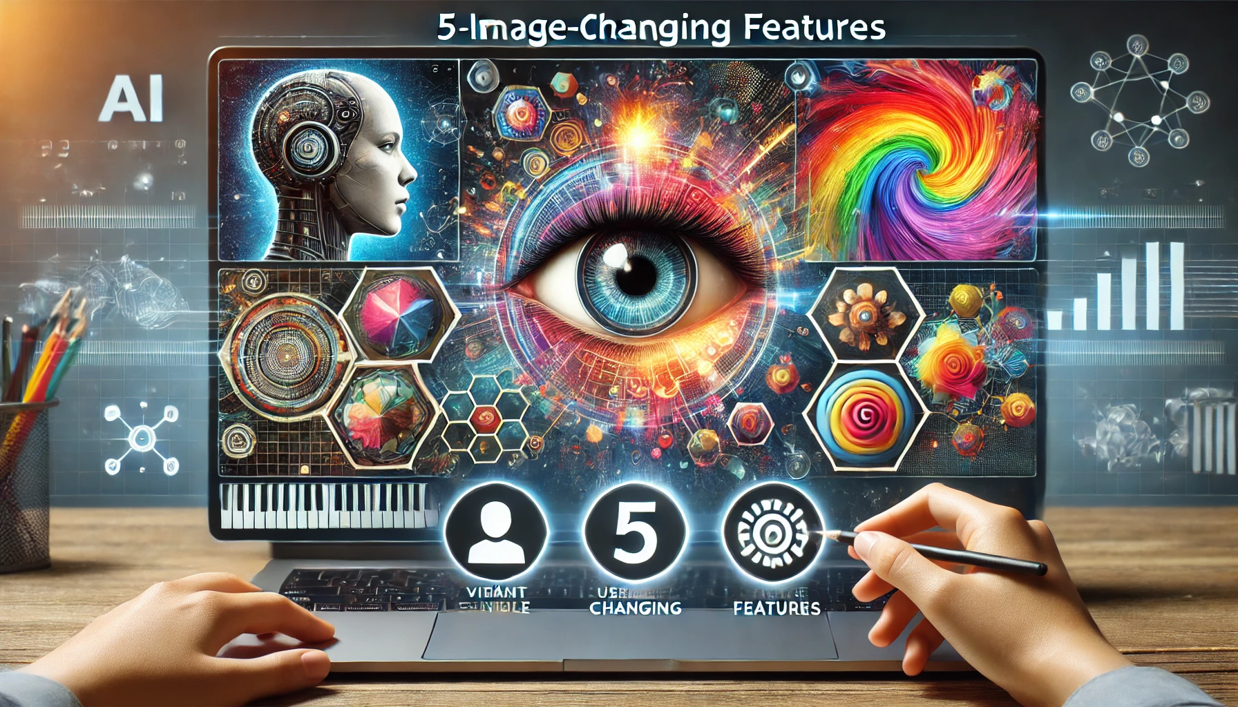 Midjourney’s Web Version AI image generation platform interface with 5 game-changing features highlighted, featuring vibrant AI-generated visuals displayed in a sleek, user-friendly web interface with modern icons and intuitive controls.